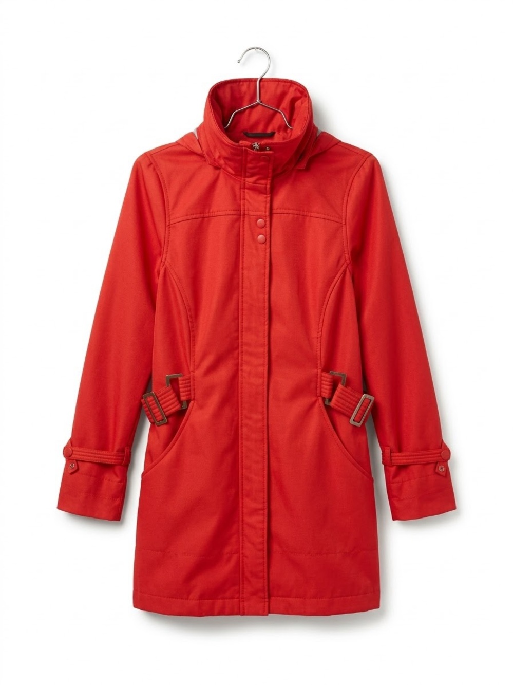 Women’s Red Mid-Length Trench Coat
